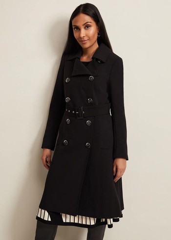 Phase Eight Petite Layana Smart Trench Coats Black USA | 7235846-FS